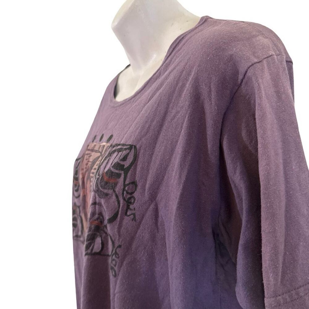 Blue Fish Painted Purple Short Sleeve Art to Wear T Shirt Top 1996 Vintage 1/ L - Picture 5 of 16